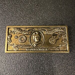 Vintage Reader's Digest Sweepstakes Token $15M Mini Brass Promo Bar 1.75"